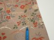 Photo9: 1F03z90  Japanese Kimono Silk  FABRIC Flowers Brown-Gray 67.7x14.4 (9)