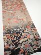 Photo2: 1F04z90  Japanese Kimono Silk  FABRIC Flowers Brown-Gray 68.1x14.4 (2)