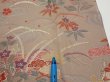 Photo6: 1F04z90  Japanese Kimono Silk  FABRIC Flowers Brown-Gray 68.1x14.4 (6)