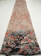 Photo5: 1F06z90  Japanese Kimono Silk  FABRIC Flowers Brown-Gray 68.9x14.4 (5)