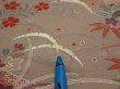 Photo6: 1F06z90  Japanese Kimono Silk  FABRIC Flowers Brown-Gray 68.9x14.4 (6)