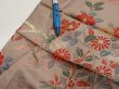 Photo8: 1F06z90  Japanese Kimono Silk  FABRIC Flowers Brown-Gray 68.9x14.4 (8)