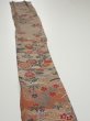 Photo3: 1F07z50  Japanese Kimono Silk  FABRIC Flowers Brown-Gray 63.8x7.1 (3)