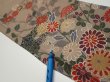 Photo8: 1F07z50  Japanese Kimono Silk  FABRIC Flowers Brown-Gray 63.8x7.1 (8)