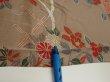 Photo8: 1F08z50  Japanese Kimono Silk  FABRIC Flowers Brown-Gray 63.8x7.3 (8)