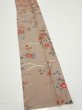 Photo2: 1F09z50  Japanese Kimono Silk  FABRIC Flowers Brown-Gray 73.6x7.1 (2)