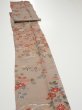 Photo3: 1F09z50  Japanese Kimono Silk  FABRIC Flowers Brown-Gray 73.6x7.1 (3)