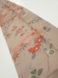 Photo2: 1F10z30  Japanese Kimono Silk  FABRIC Flowers Brown-Gray 40.9x7.1 (2)