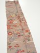 Photo4: 1F10z30  Japanese Kimono Silk  FABRIC Flowers Brown-Gray 40.9x7.1 (4)