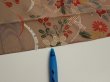 Photo6: 1F10z30  Japanese Kimono Silk  FABRIC Flowers Brown-Gray 40.9x7.1 (6)