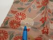 Photo7: 1F10z30  Japanese Kimono Silk  FABRIC Flowers Brown-Gray 40.9x7.1 (7)