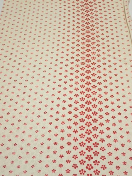 Photo1: 1F01z60  Japanese Kimono Silk  FABRIC Plum blossom Off-white 44.9x14.2 (1)