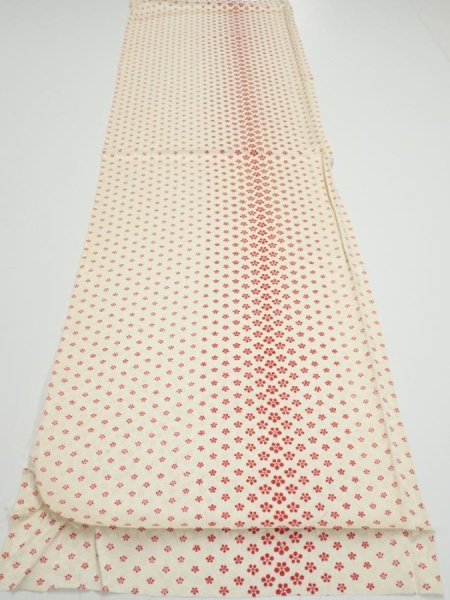 Photo5: 1F02z60  Japanese Kimono Silk  FABRIC Plum blossom Off-white 44.9x14.2 (5)