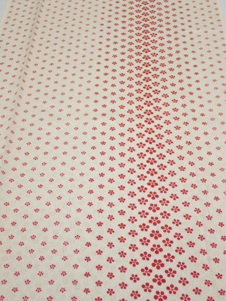 Photo1: 1F04z60  Japanese Kimono Silk  FABRIC Plum blossom Off-white 52.0x14.2 (1)
