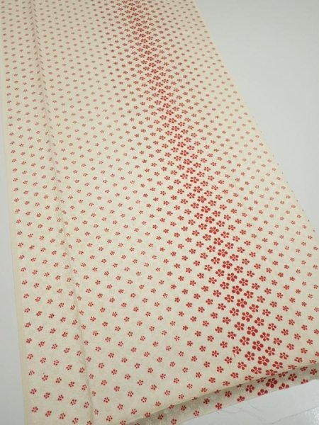 Photo2: 1F04z60  Japanese Kimono Silk  FABRIC Plum blossom Off-white 52.0x14.2 (2)