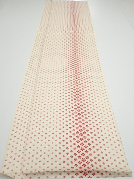 Photo5: 1F04z60  Japanese Kimono Silk  FABRIC Plum blossom Off-white 52.0x14.2 (5)