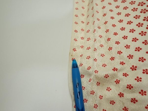 Photo7: 1F05z80  Japanese Kimono Silk  FABRIC Plum blossom Off-white 61.4x14.2 (7)