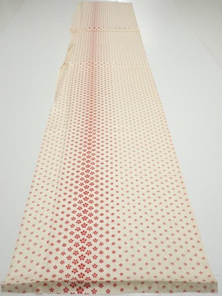 Photo5: 1F06z80  Japanese Kimono Silk  FABRIC Plum blossom Off-white 61.4x14.2 (5)