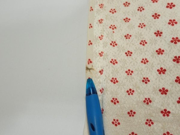 Photo6: 1F06z80  Japanese Kimono Silk  FABRIC Plum blossom Off-white 61.4x14.2 (6)