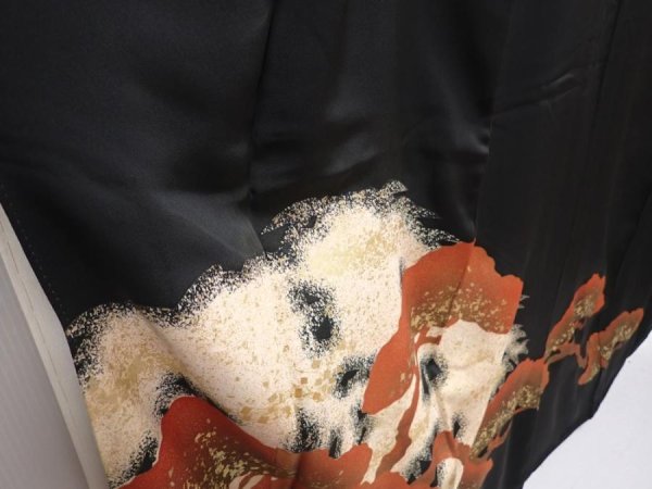 Photo3: 6310T01z1570 Vintage Japanese Kimono Silk TOMESODE Pine Black (3)