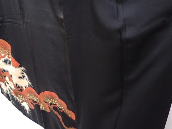 Photo4: 6310T01z1570 Vintage Japanese Kimono Silk TOMESODE Pine Black (4)