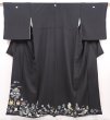 Photo1: 6310T03z1500 Vintage Japanese Kimono Silk TOMESODE Tree Black (1)