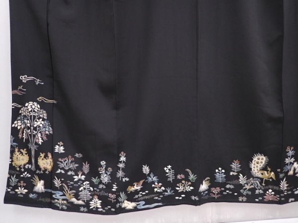 Photo5: 6310T03z1500 Vintage Japanese Kimono Silk TOMESODE Tree Black (5)