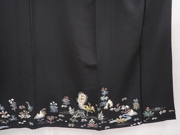 Photo7: 6310T03z1500 Vintage Japanese Kimono Silk TOMESODE Tree Black (7)