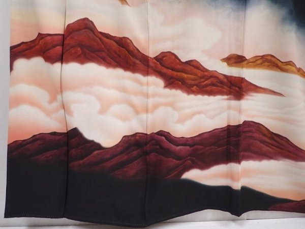 Photo6: 6310T05z1770 Vintage Japanese Kimono Silk TOMESODE Mountain Black (6)