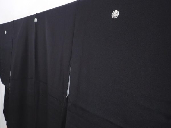 Photo2: 6310T06z1390  Japanese Kimono Silk TOMESODE Royal cart Black (2)