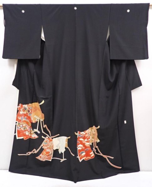 Photo1: 6310T07z1440  Japanese Kimono Silk TOMESODE Kimono Black (1)