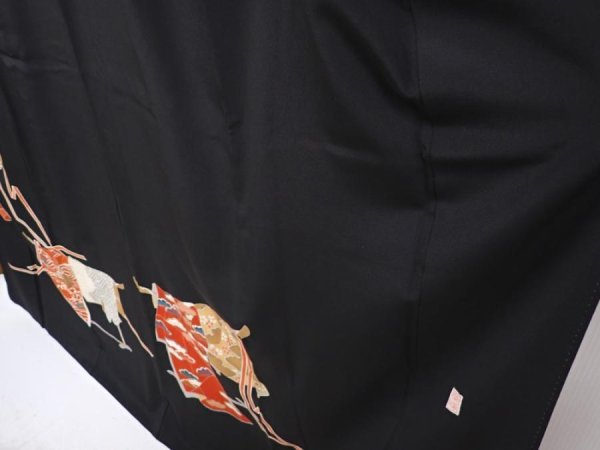 Photo4: 6310T07z1440  Japanese Kimono Silk TOMESODE Kimono Black (4)