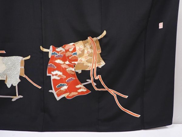 Photo7: 6310T07z1440  Japanese Kimono Silk TOMESODE Kimono Black (7)
