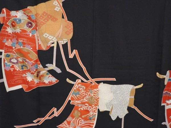 Photo8: 6310T07z1440  Japanese Kimono Silk TOMESODE Kimono Black (8)