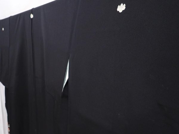 Photo2: 6310T08z1440  Japanese Kimono Silk TOMESODE Peony Black (2)