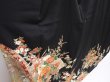 Photo3: 6310T08z1440  Japanese Kimono Silk TOMESODE Peony Black (3)