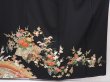 Photo7: 6310T08z1440  Japanese Kimono Silk TOMESODE Peony Black (7)