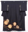 Photo1: 6312T01z1210 Vintage Japanese Kimono Silk TOMESODE Flowers Black (1)