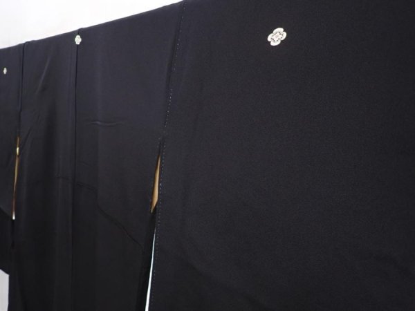 Photo2: 6312T01z1210 Vintage Japanese Kimono Silk TOMESODE Flowers Black (2)