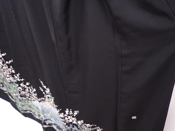 Photo4: 6312T02z1300  Japanese Kimono Silk Artist work TOMESODE Yu-zen Black (4)