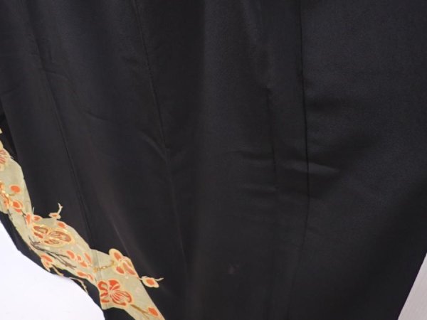 Photo4: 6312T04z1460 Vintage Japanese Kimono Silk TOMESODE Plum branch Black (4)