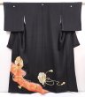 Photo1: 6312T06z1170 Vintage Japanese Kimono Silk TOMESODE Mirror Black (1)