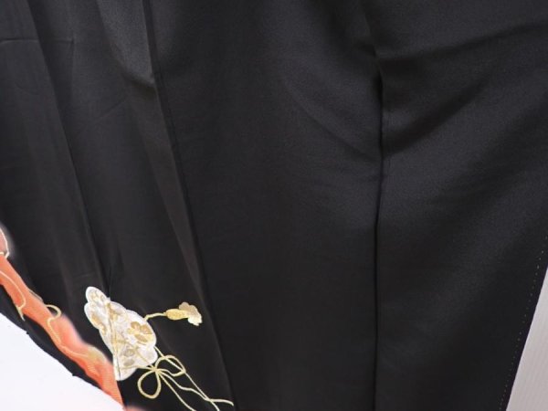 Photo4: 6312T06z1170 Vintage Japanese Kimono Silk TOMESODE Mirror Black (4)