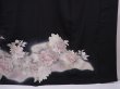Photo7: 6312T08z1230 Vintage Japanese Kimono Silk TOMESODE Peony Black (7)