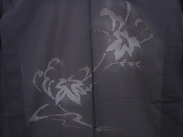 Photo3: 6313T01z280 Vintage Japanese Kimono Silk See through HAORI Leaf Black (3)