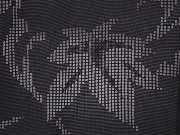 Photo4: 6313T01z280 Vintage Japanese Kimono Silk See through HAORI Leaf Black (4)