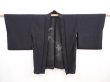 Photo5: 6313T01z280 Vintage Japanese Kimono Silk See through HAORI Leaf Black (5)