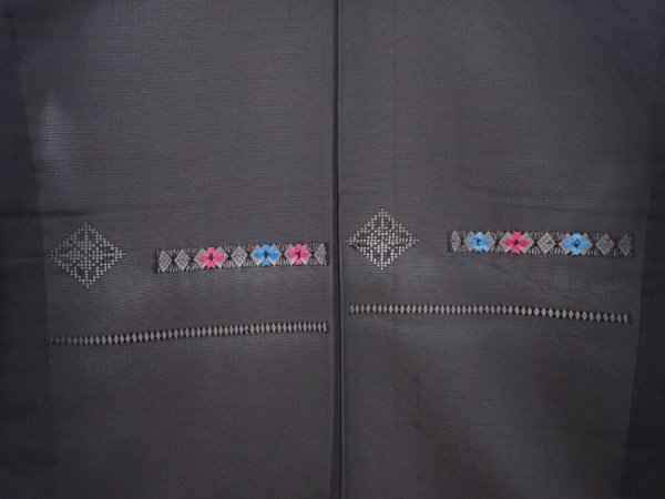 Photo3: 6313T02z240 Vintage Japanese Kimono Silk See through HAORI Flower Black (3)