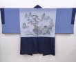Photo1: 6313T03z480 Vintage Japanese Kimono Silk Men's OSHIMA HAORI Pine Navy (1)
