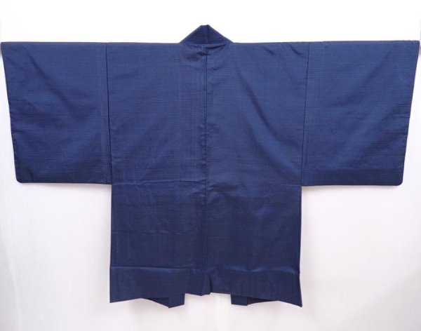 Photo5: 6313T03z480 Vintage Japanese Kimono Silk Men's OSHIMA HAORI Pine Navy (5)